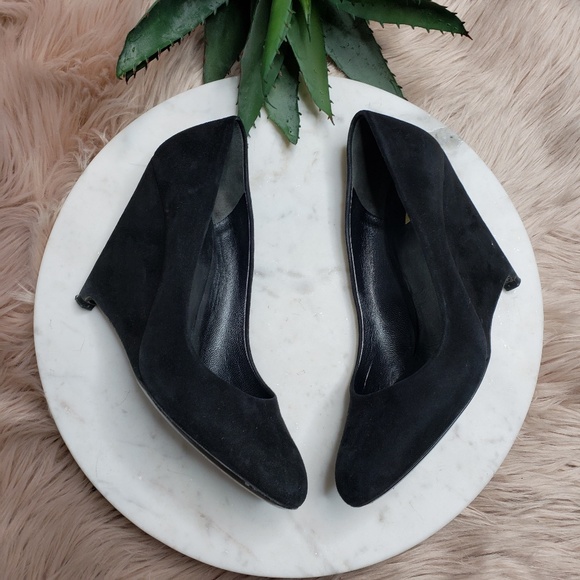 Miu Miu Shoes - Miu Miu Black Suede Wedges